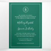 Traditionele smaragdgroene elegante bruiloft drieluik uitnodiging (Binnenkant midden)