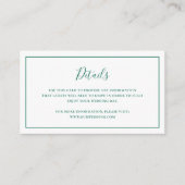 Traditionele smaragdgroene elegante bruiloft informatiekaartje (Voorkant)