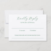 Traditionele smaragdgroene elegante bruiloft RSVP kaartje (Voorkant)