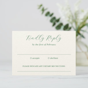 Traditionele smaragdgroene elegante bruiloft RSVP kaartje