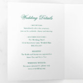 Traditionele Smaragdgroene Formele Elegante Huweli Drieluik Uitnodiging (Binnenzijde eerst)