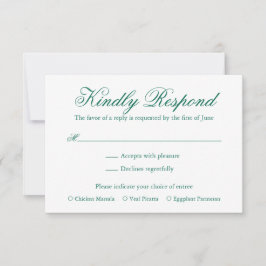 Traditionele Smaragdgroene Formele Elegante Huweli RSVP Kaartje