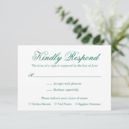 Traditionele Smaragdgroene Formele Elegante Huweli RSVP Kaartje