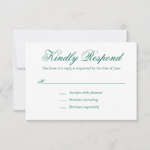 Traditionele Smaragdgroene Formele Elegante Huweli RSVP Kaartje