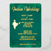 Traditionele Smaragdgroene Indiase bestemming Real Folie Uitnodiging (Voorkant)