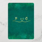 Traditionele Smaragdgroene Indiase bestemming Real Folie Uitnodiging (Achterkant)