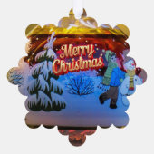 Traditionele sneeuwman Kerst Keepsake Ornament Kaart (Achterkant)