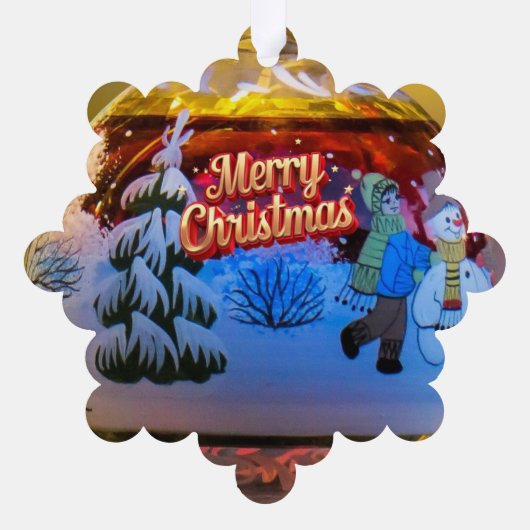 Traditionele sneeuwman Kerst Keepsake Ornament Kaart (Achterkant)