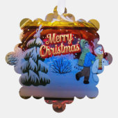 Traditionele sneeuwman Kerst Keepsake Ornament Kaart (Voorkant)