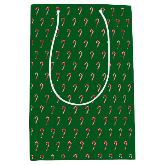Traditionele snoepstok & groen medium cadeauzakje (Voorkant)