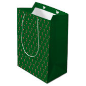 Traditionele snoepstok & groen medium cadeauzakje (Achterkant Gekanteld)