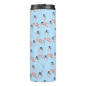 Traditionele Snowman met T Merry Kerstmis op BLUE Thermosbeker (Achterkant)