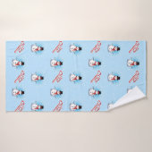 Traditionele Snowman met vrolijk kerstfeest op BLU Badhanddoek (Badhanddoek)
