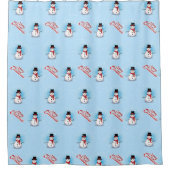 Traditionele Snowman met vrolijk kerstfeest op BLU Douchegordijn (Voorkant)