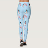 Traditionele Snowman met vrolijk kerstfeest op BLU Leggings (Achterkant)