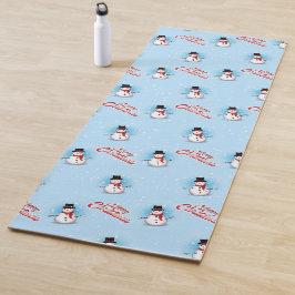 Traditionele Snowman met vrolijk kerstfeest op BLU Yogamat