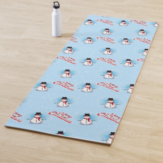 Traditionele Snowman met vrolijk kerstfeest op BLU Yogamat (In situ)