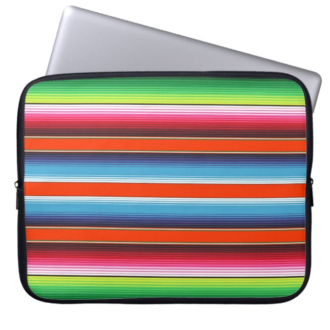 Traditionele Spaanse Serape Fiesta Mexicaanse Blan Laptop Sleeve (Voorkant)