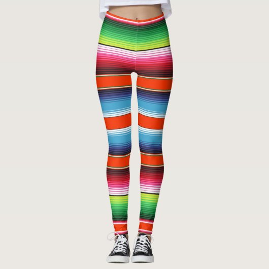 Traditionele Spaanse Serape Fiesta Mexicaanse Blan Leggings (Voorkant)