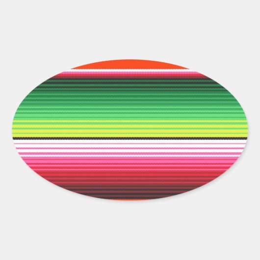 Traditionele Spaanse Serape Fiesta Mexicaanse Blan Ovale Sticker (Voorkant)