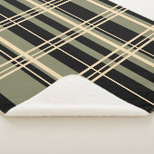 Traditionele speldenzwart, botercrème, Sage Green Sherpa Deken (3/4)