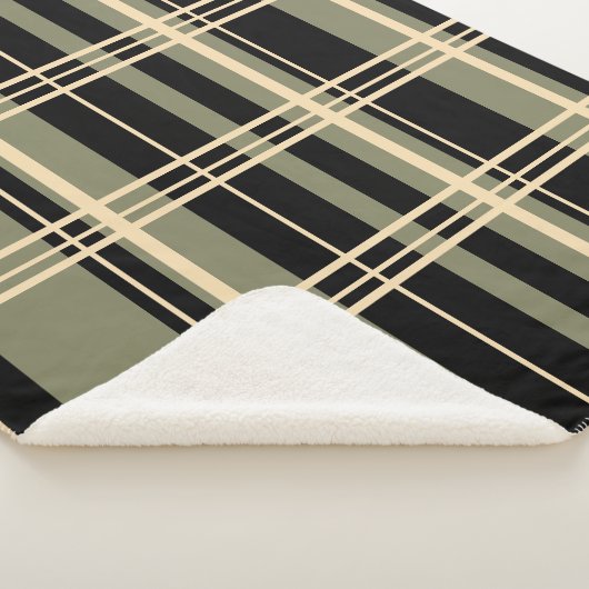 Traditionele speldenzwart, botercrème, Sage Green Sherpa Deken (3/4)
