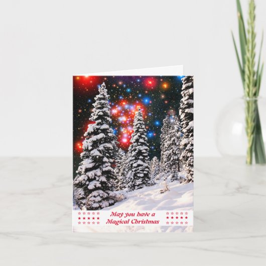 Traditionele sterren Sneeuwbomen Feestdagen Kaart (Voorkant)