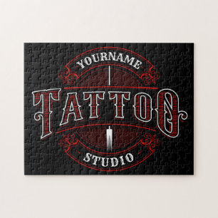Traditionele stijl ADD NAME Tattoo Studio Winkel Legpuzzel