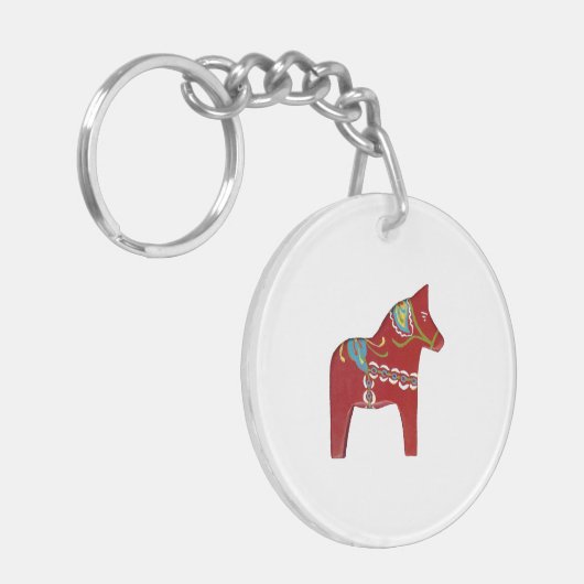 Traditionele stijl Dala Horse sleutelhanger (Voorkant Links)