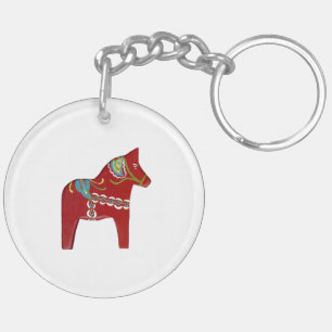 Traditionele stijl Dala Horse sleutelhanger