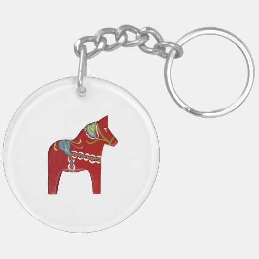 Traditionele stijl Dala Horse sleutelhanger (Achterkant Links)