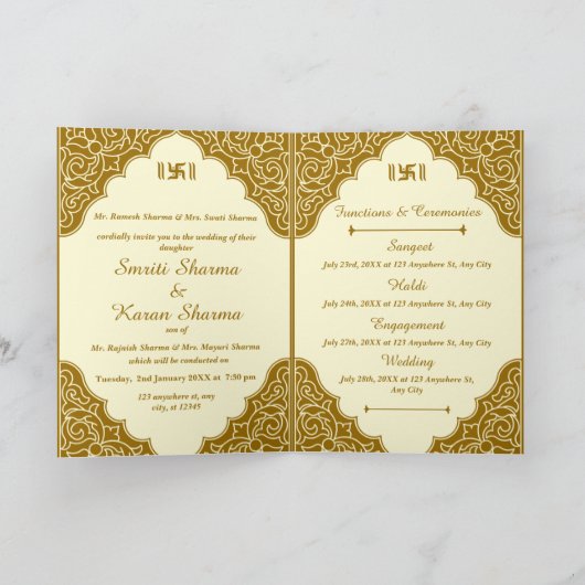 Traditionele stijl Hindoe Indiase bruiloft (Binnen)