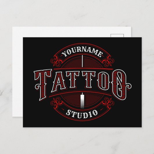 Traditionele stijl voeg de Tattoo van de NAAM van  Briefkaart (Voorkant / Achterkant)