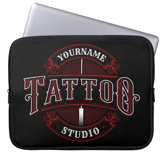 Traditionele stijl voeg de Tattoo van de NAAM van  Laptop Sleeve (Voorkant)