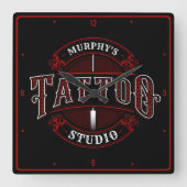 Traditionele stijl voeg de Tattoo van de NAAM van  Vierkante Klok (Voorkant)