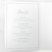 Traditionele stoffige blauwe elegante bruiloft drieluik uitnodiging (Binnenzijde eerst)