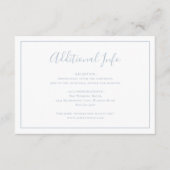 Traditionele stoffige blauwe elegante bruiloft informatiekaartje (Voorkant)