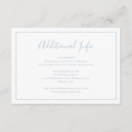 Traditionele stoffige blauwe elegante bruiloft informatiekaartje