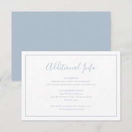 Traditionele stoffige blauwe elegante bruiloft informatiekaartje