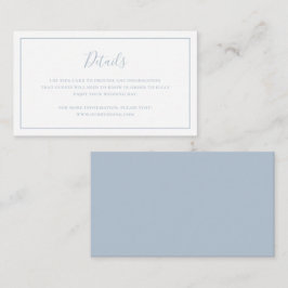 Traditionele stoffige blauwe elegante bruiloft informatiekaartje