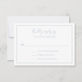 Traditionele stoffige blauwe elegante bruiloft RSVP kaartje