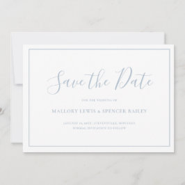 Traditionele stoffige blauwe elegante bruiloft save the date