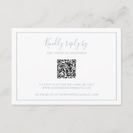 Traditionele Stoffige Blauwe QR Code Elegante Brui RSVP Kaartje