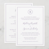 Traditionele stoffige Paarse alles in één bruiloft Kaart (Voorkant / Achterkant)