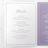 Traditionele stoffige Paarse elegante bruiloft Drieluik Uitnodiging (Binnenzijde eerst)