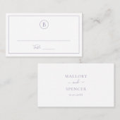 Traditionele stoffige Paarse elegante bruiloft Plaatskaartje (Voorkant / Achterkant)