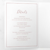 Traditionele stoffige Roos roze elegante bruiloft Drieluik Uitnodiging (Binnenzijde eerst)