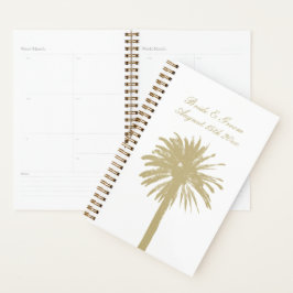 Traditionele strand bruiloft planner met kalender