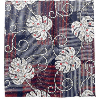 traditionele strepen en bladeren douchegordijn