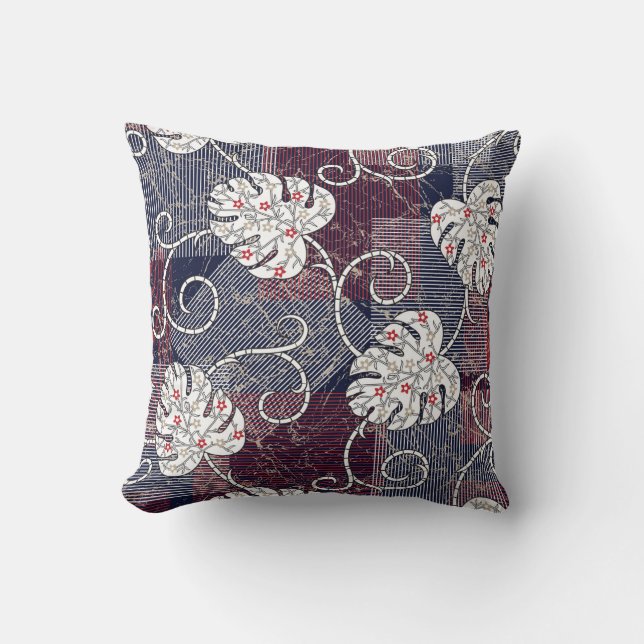 traditionele strepen en bladeren kussen (Voorkant)